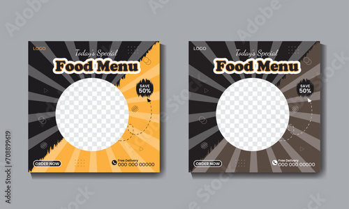 Food social media banner design. Social media post vector illustration.