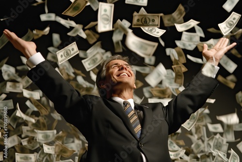 man celebrating a windfall ...