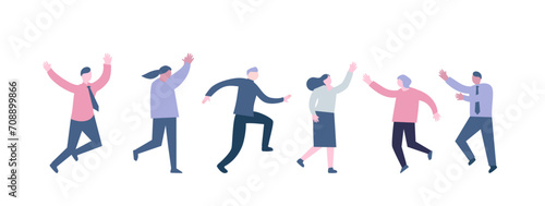 flat design illustration of group of happy people #708899866