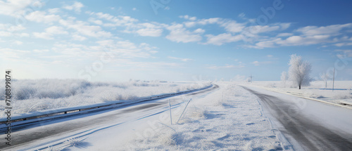 Winter Wonderland: A Serene Frozen Landscape of Snowy Tranquility. © VICHIZH