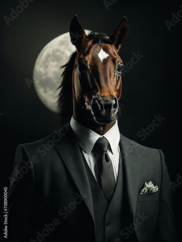 Generative AI, horse wearing a suit