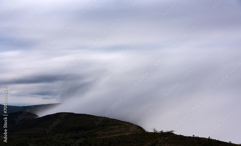 Stunning Landscape with a Column of Clouds Reaching for the Sky