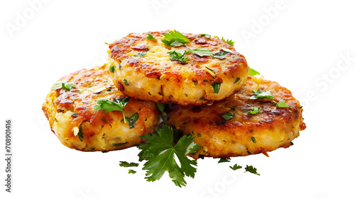 Delicious Aloo Tikki iIsolated on Transparent Background. Generative A