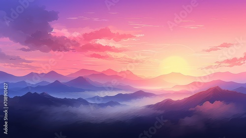 nature landscape sky background illustration clouds sunsunrise, horizon scenic, outdoors panoramic nature landscape sky background © vectorwin