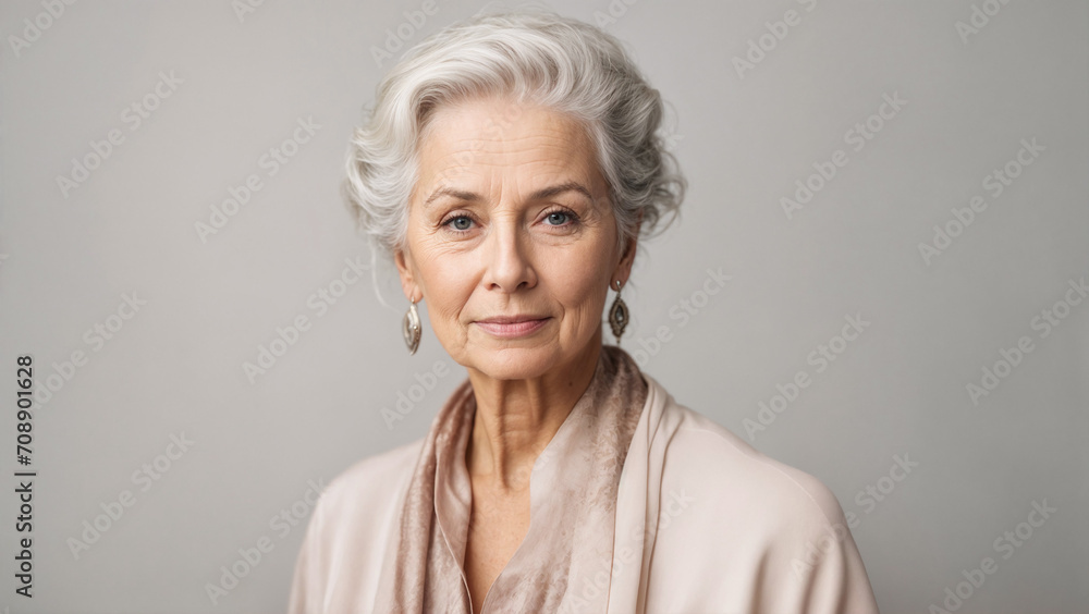 Close-up portrait of gorgeous senior lady. Highly detailed image Close-up portrait of gorgeous senior lady. Highly detailed image