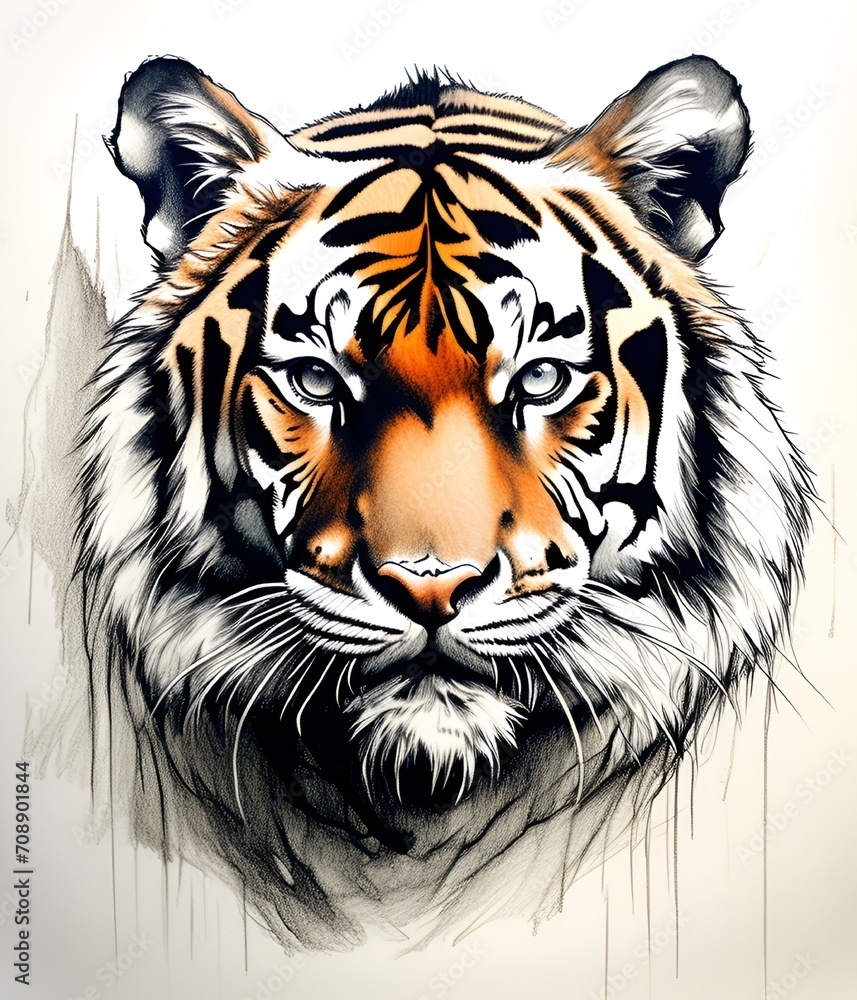 White Tiger Head (Style - water color) White Tiger Head (Style - water color)