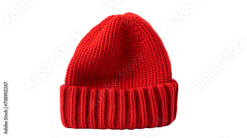Red Beanie in Crisp Isolated on Transparent Background. Generative Ai