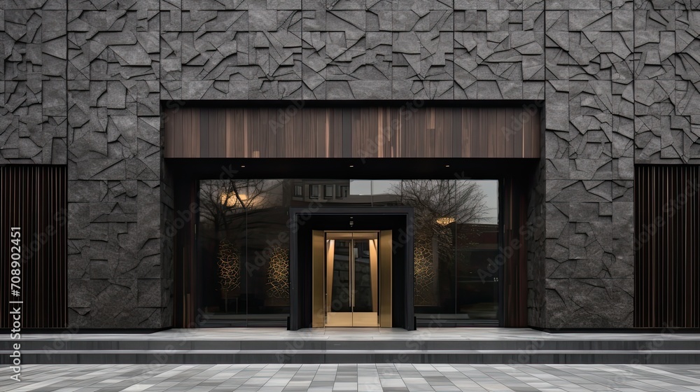 the outside of a building made of volcanic dark stone the outside of a building made of volcanic dark stone