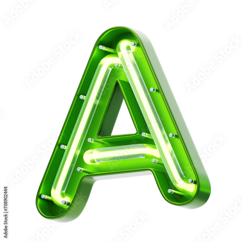 A  Letter 3D Shape Neon Text. 3d illustration, 3d element, 3d rendering. 3d visualization isolated on a transparent background photo