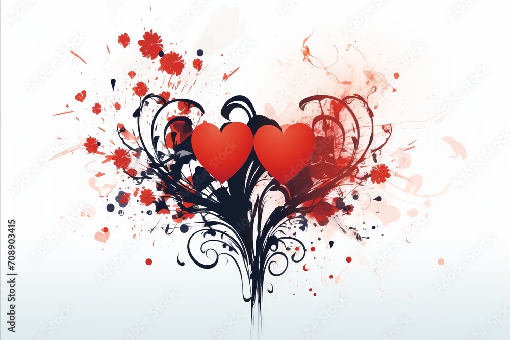 Valentines Day Hearts, Flowers, and Love - Romantic Concept for Celebrating Love and Affection