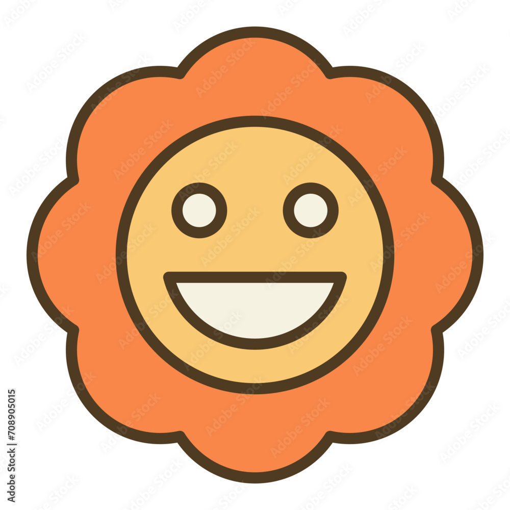 Beautiful Flower in a Hippie style vector minimalist colored icon or design element Beautiful Flower in a Hippie style vector minimalist colored icon or design element