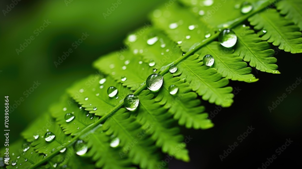 Fern leaf with water drops.. Generative AI Fern leaf with water drops.. Generative AI