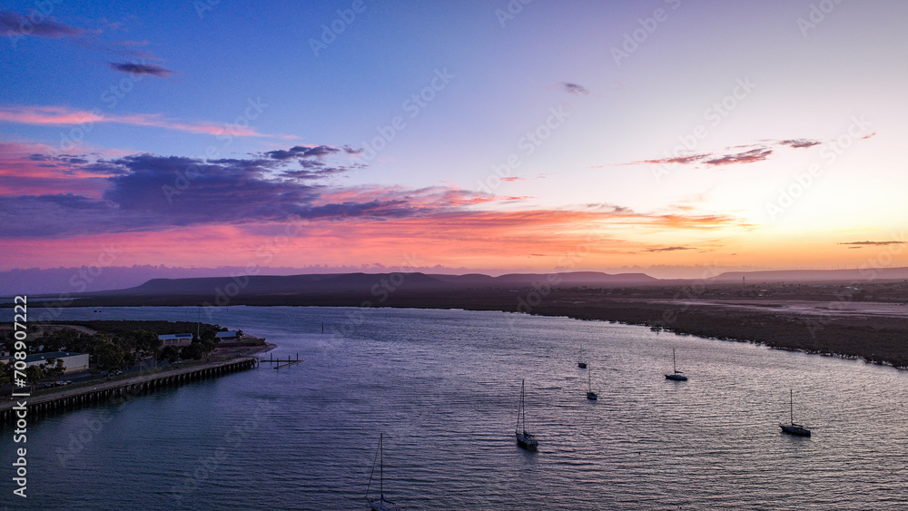 sunset over the river