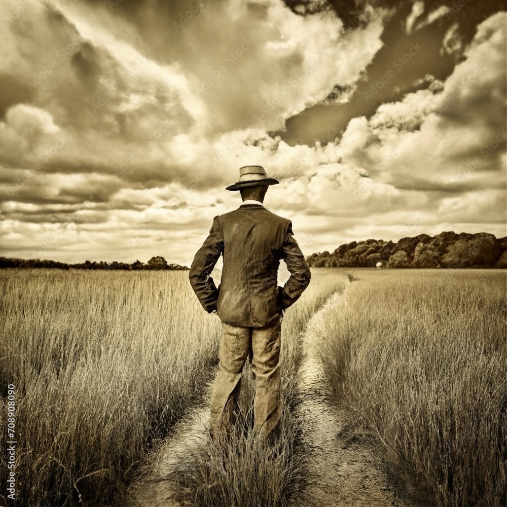 Foto antigua de hombre de espaldas