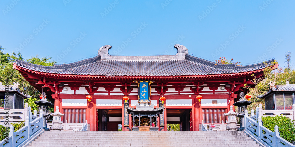 Architectural Scenery of Nanshan Temple in Nanshan Cultural Tourism Area, Sanya, Hainan, China