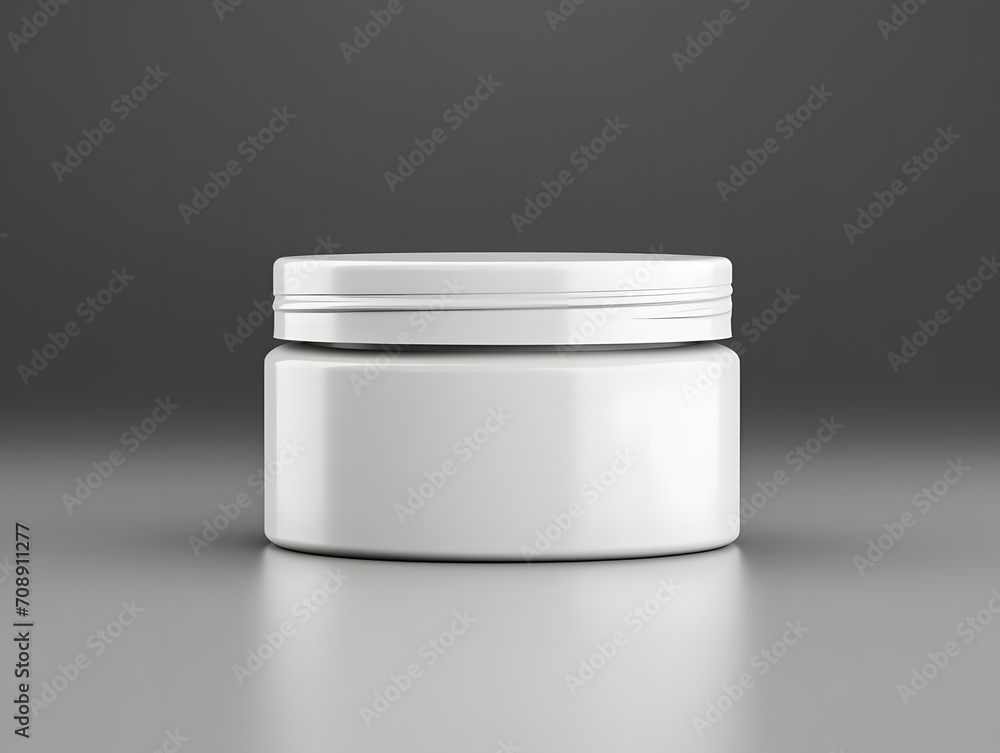 3D Blank White Plastic Cosmetic Jar Mockup 3D Blank White Plastic Cosmetic Jar Mockup