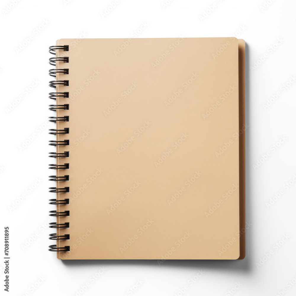 Brown, blank, ringed notebook for mock up, on a white background Brown, blank, ringed notebook for mock up, on a white background