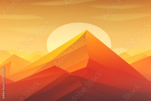 Orange sunset mountain and sunset graphics