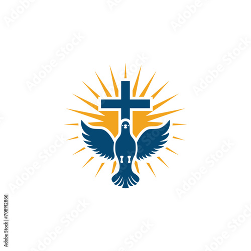 Sunlight cross dove logo vector. Simple and modern. Suitable for any business, especially related to logos