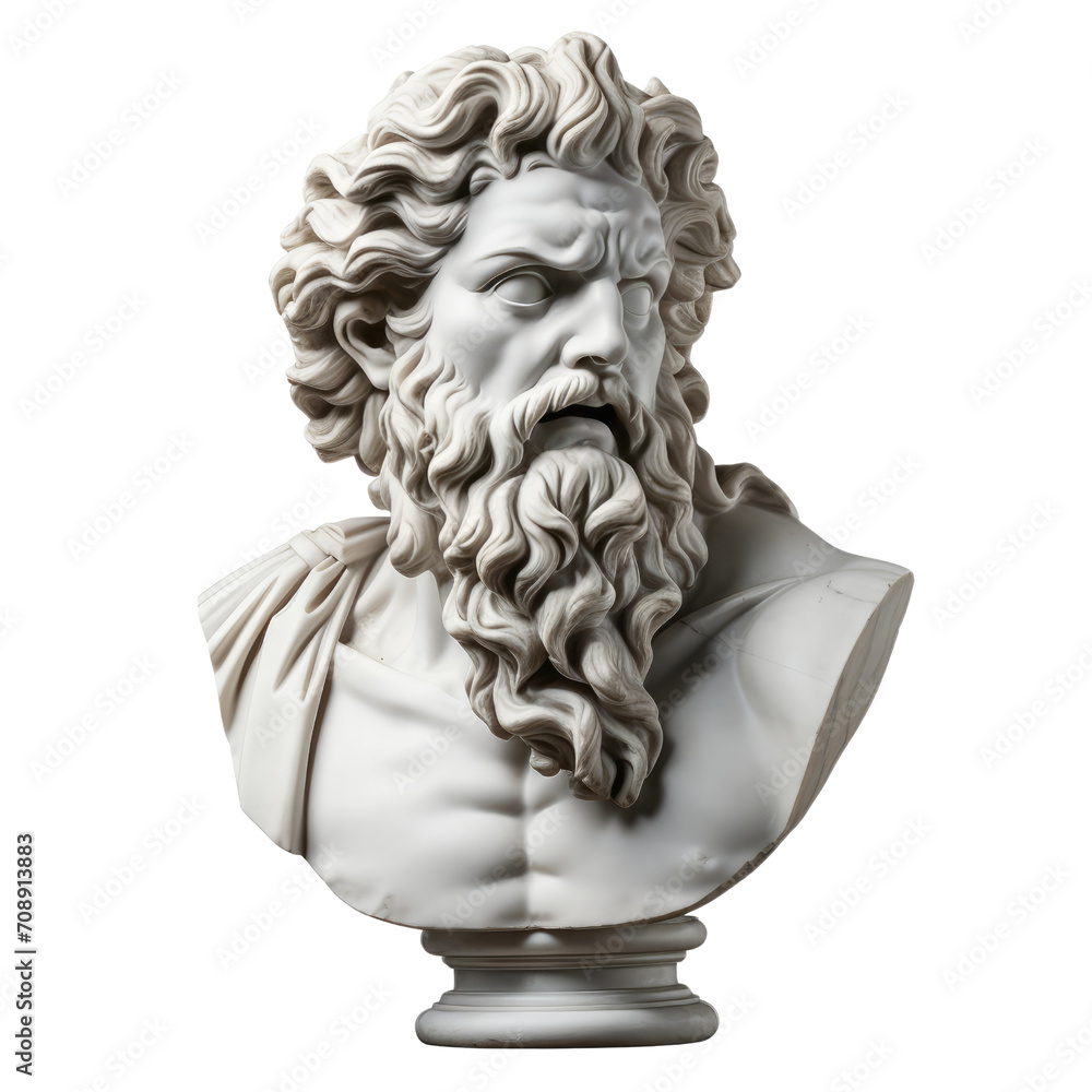 Zeus, ancient marble greek sculpture. head, bust. Isolated on transparent background Zeus, ancient marble greek sculpture. head, bust. Isolated on transparent background