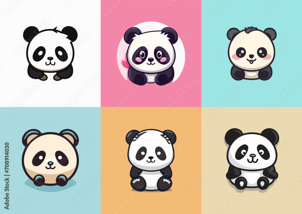 Cute panda logo design vector illustration