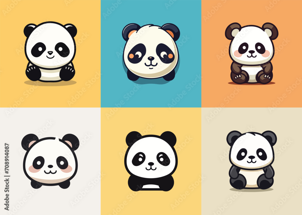 Cute panda logo design vector illustration