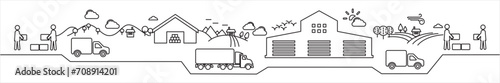Continuous line art of delivery and warehouse operations - Minimal Line Art - Logistics
- Transport - Business Illustration 