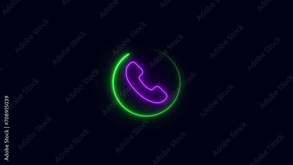 neon phone calling signal animation black background neon phone calling signal animation black background