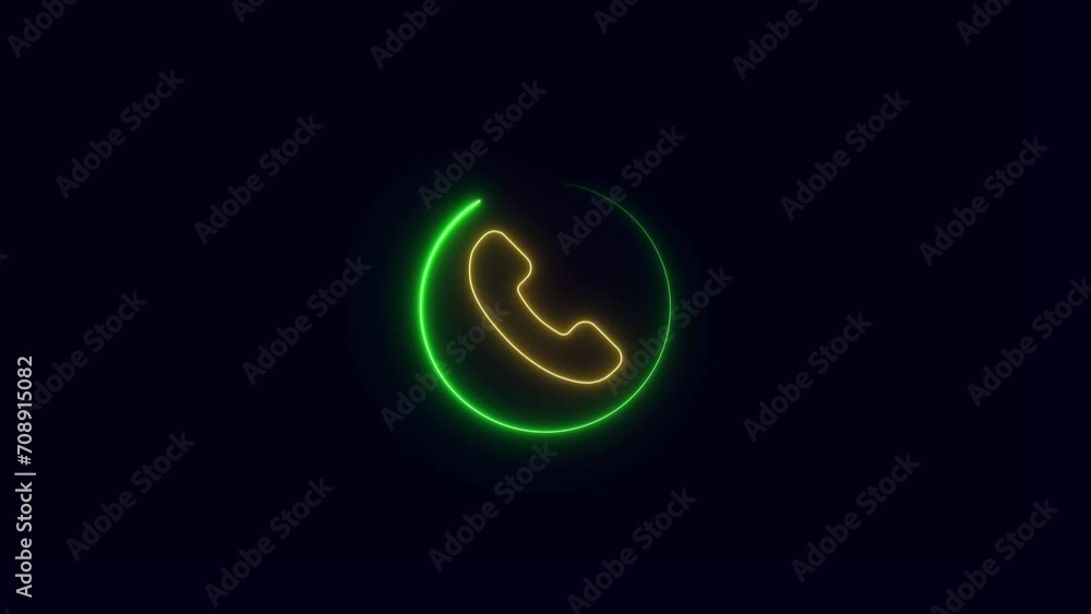 neon phone calling signal animation black background neon phone calling signal animation black background