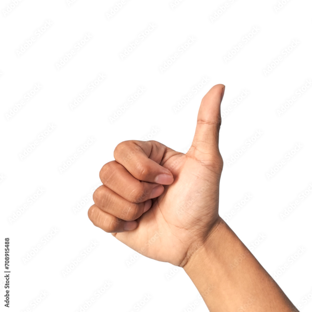 Thumbs up isolated on white background, concept Admiration, Excellent Thumbs up isolated on white background, concept Admiration, Excellent