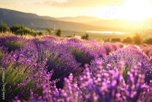 lavender field at sunset © wai