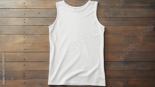 Mockup of blank white sleveless cotton tshirt photo