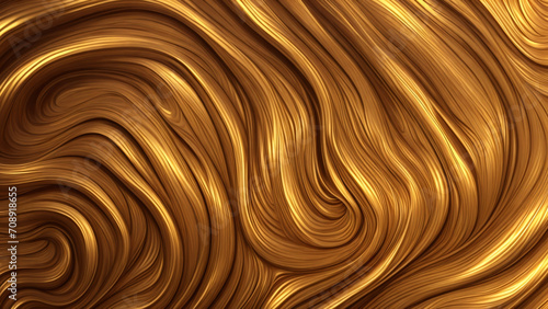 Golden abstract background with waves. 3d rendering, 3d illustration.
