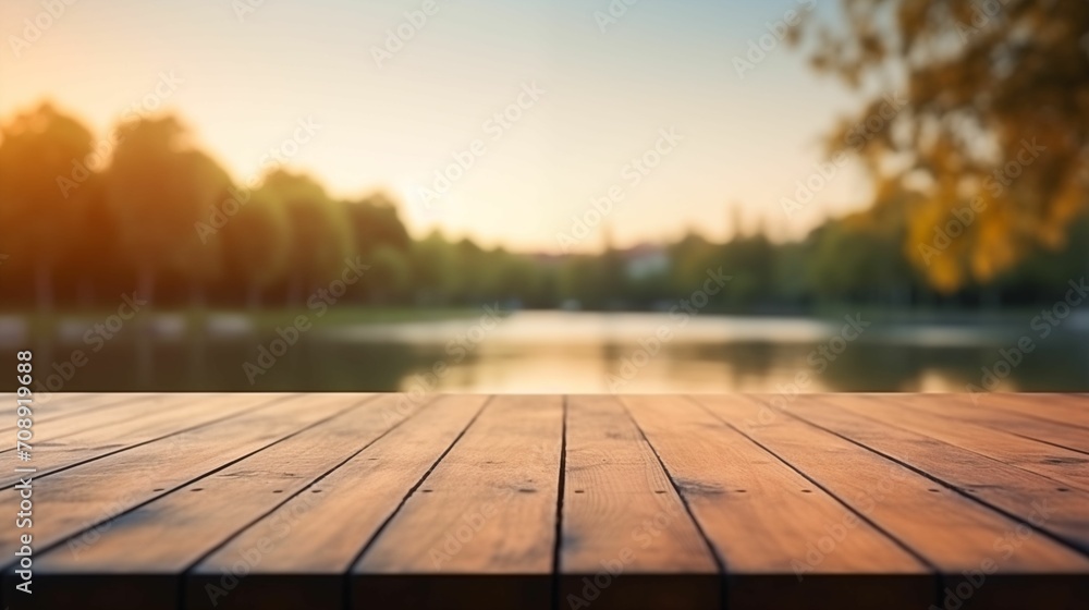 empty wooden table nature blurred background empty wooden table nature blurred background