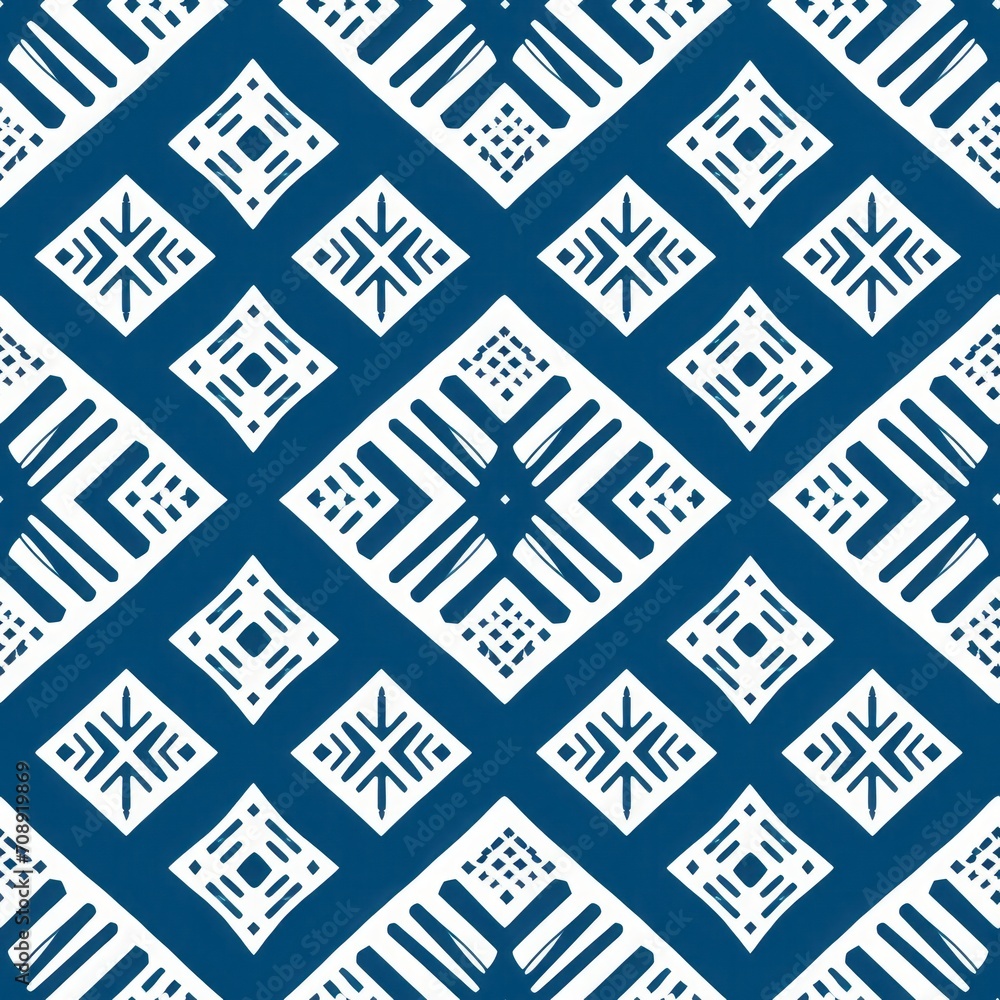 Traditional Pacific Islands tapa cloth seamless pattern. Blue and white Polynesian tribal textile print. Ethnic background design for fashion, tattoo, textile, web, banner Traditional Pacific Islands tapa cloth seamless pattern. Blue and white Polynesian tribal textile print. Ethnic background design for fashion, tattoo, textile, web, banner