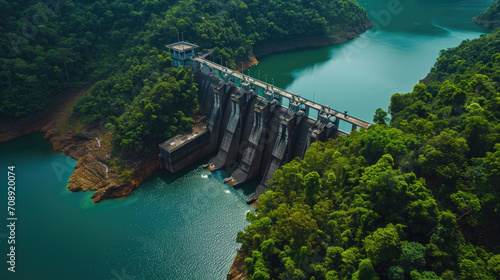 dam on the river in mountains photo