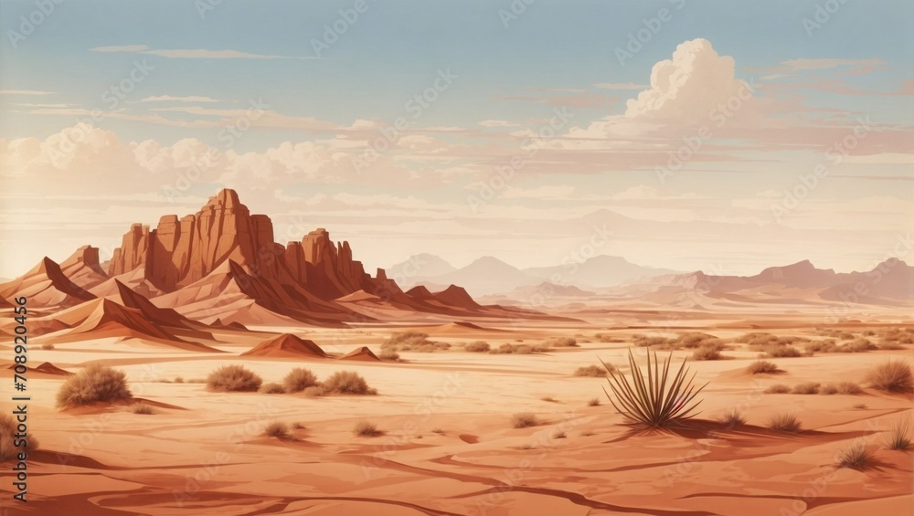 epic dry and barren desert illustration made by AI generative