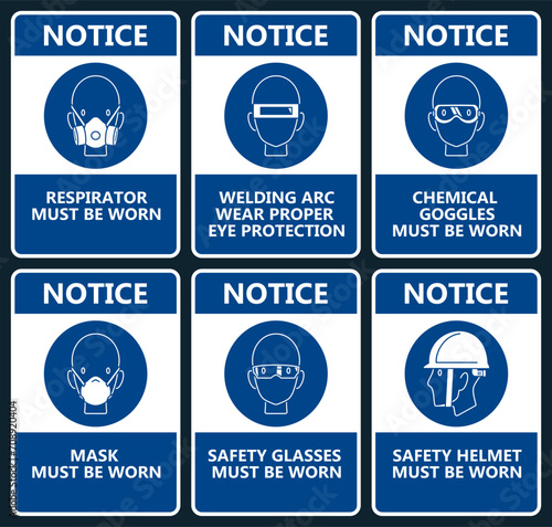 Set of industrial warning sign