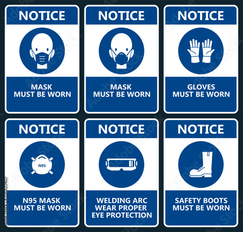 Set of industrial warning sign