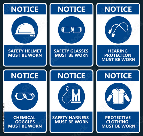 Set of industrial warning sign