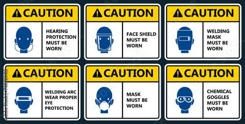 Set of industrial warning sign