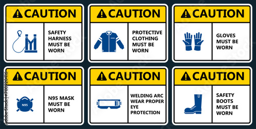 Set of industrial warning sign