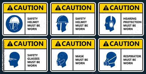 Set of industrial warning sign