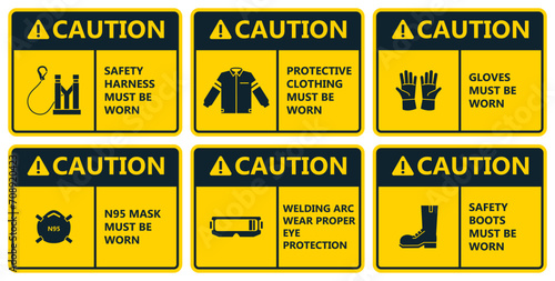 Set of industrial warning sign