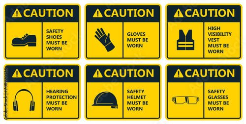 Set of industrial warning sign