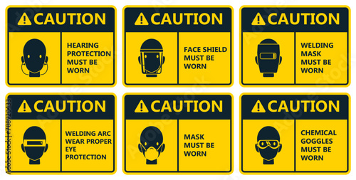 Set of industrial warning sign