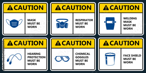 Set of industrial warning sign