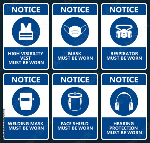 Set of industrial warning sign