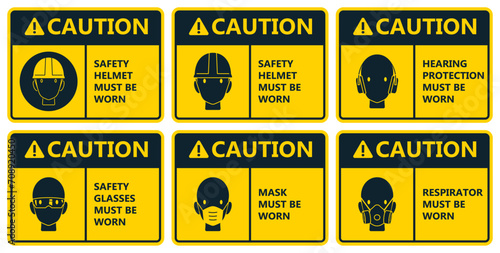 Set of industrial warning sign