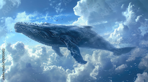 whale on the sky, fantasy world © wai
